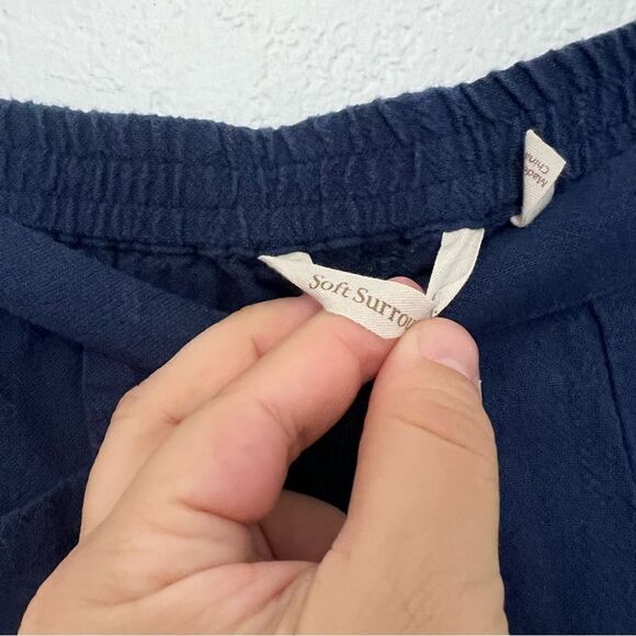 Soft Surroundings Navy Blue Pull On 100% Cotton High Rise Pants Women’s Small - Picture 6 of 12
